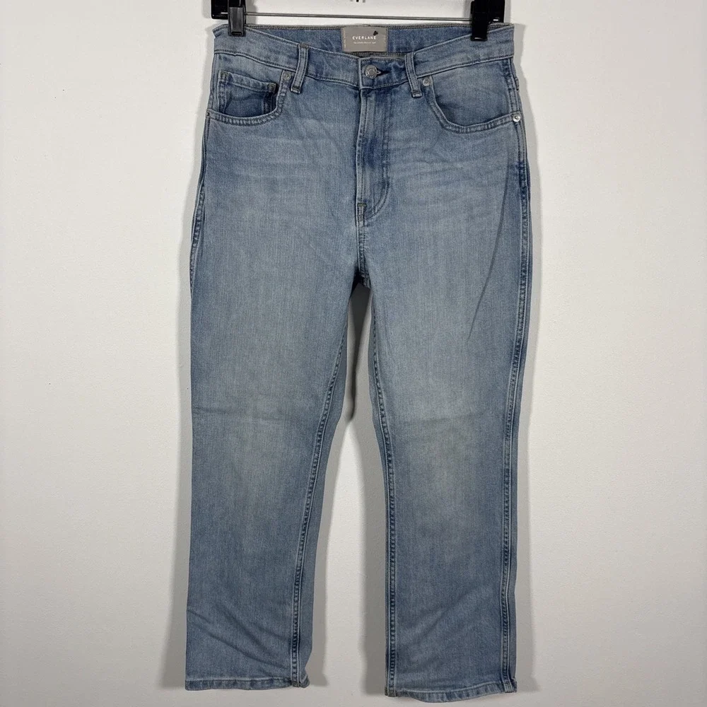 Everlane Cheeky Bootcut Denim Jean Stretch Light Wash Sunbleached Blue 27 Crop
